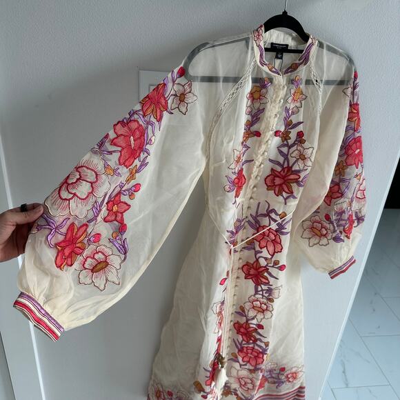 Karen Millen Petite Floral Embroidery Organdie Woven Midi Dress size 2 - Picture 2 of 9